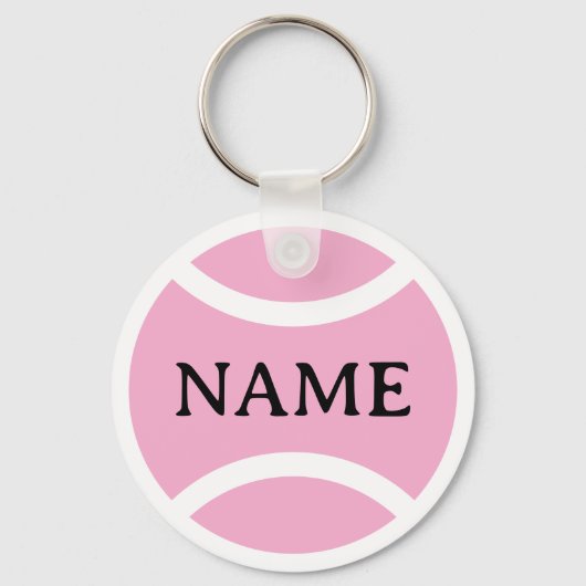 Pink tennis ball keychain with custom name (Achterkant)
