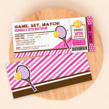 Pink Tennis Ticket Pass Birthday Party