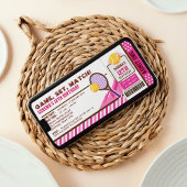 Pink Tennis Ticket Pass Birthday Party Kaart