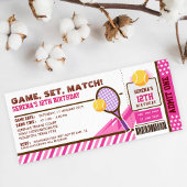 Pink Tennis Ticket Pass Birthday Party Kaart