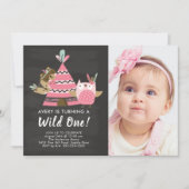 Pink Tepee Wild One Birthday Invitation Kaart (Voorkant)