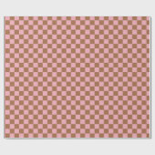 Pink Terracotta Checkerboard Checkered Girly Retro Cadeaupapier (Vlak)