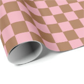 Pink Terracotta Checkerboard Checkered Girly Retro Cadeaupapier (Rol Hoek)