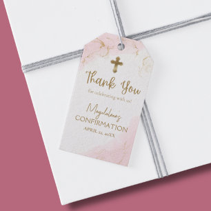 Pink Thank You Gold Cross Girl bevestiging Cadeaulabel