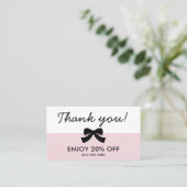 Pink Thank You Logo Business Discount Card Visitekaartje (Staand voorkant)