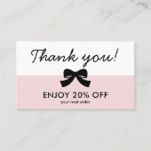 Pink Thank You Logo Business Discount Card Visitekaartje (Voorkant)