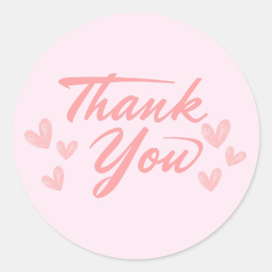 Pink Thank you  Ronde Sticker (Voorkant)