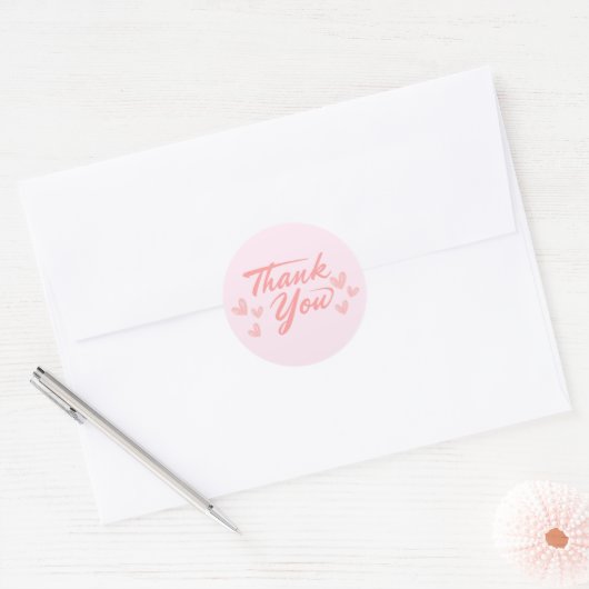Pink Thank you  Ronde Sticker (Envelop)