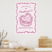 Pink That Girl Coquette Cake Verjaardag Welkom Poster (Keuken)