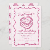 Pink That Girl Heart Coquette Cherry Cake Verjaard Kaart (Voorkant / Achterkant)