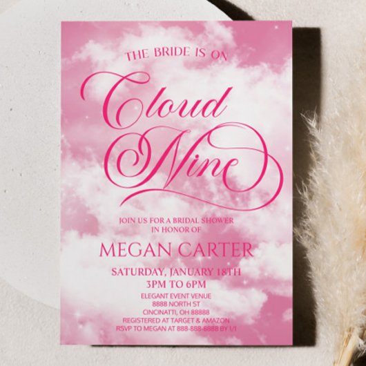 Pink The Bride is op Cloud Nine Vrijgezellenfeest Kaart
