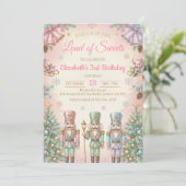 Pink The Nutcracker Birthday Invitation Kaart (Staand voorkant)