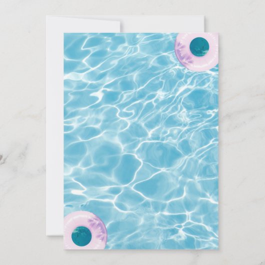 PInk Thema Pool Party Uitnodiging (Achterkant)