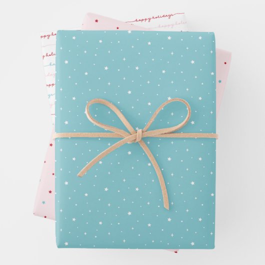 Pink Theme Holiday Wrapping Paper Sheets (In situ)