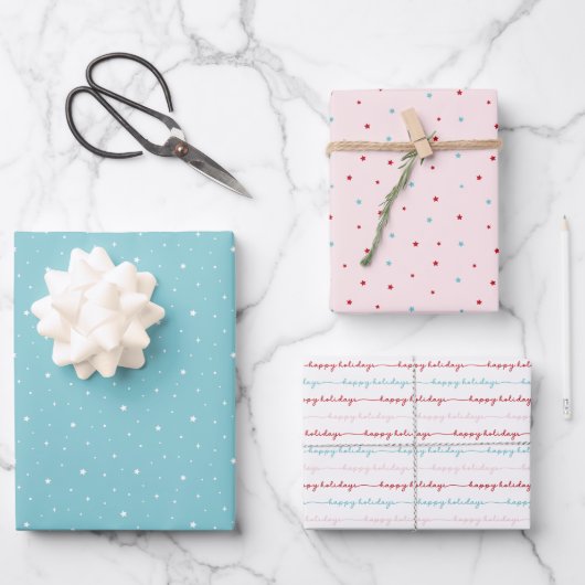 Pink Theme Holiday Wrapping Paper Sheets (Voorkant)