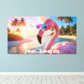 PINK THINKER - Flamingo PINK Canvas Afdruk (Insitu (Houten vloer))