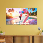PINK THINKER - Flamingo PINK Canvas Afdruk (Insitu (Woonkamer))
