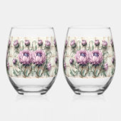 Pink Thistle Flowers Tile Wijnglas Zonder Voet (Links)