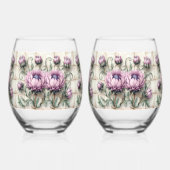 Pink Thistle Flowers Tile Wijnglas Zonder Voet (Rechts)