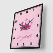 Pink Tiara aanpassen met Polka Dots Vierkante Klok (Hoek)