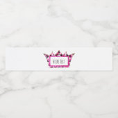 Pink Tiara personaliseren Waterfles Etiket (Enkel label)
