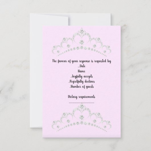 PINK TIARA PRINCESS BIRTHDAY PARTY RSVP (Voorkant)