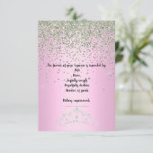 PINK TIARA PRINCESS BIRTHDAY PARTY RSVP CRYSTAL (Staand voorkant)
