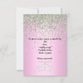 PINK TIARA PRINCESS BIRTHDAY PARTY RSVP CRYSTAL KAARTJE