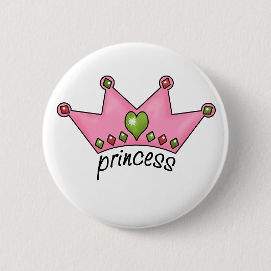 Pink Tiara Princess Ronde Button 5,7 Cm (Voorkant)
