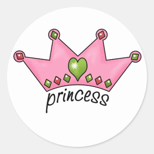 Pink Tiara Princess Ronde Sticker (Voorkant)