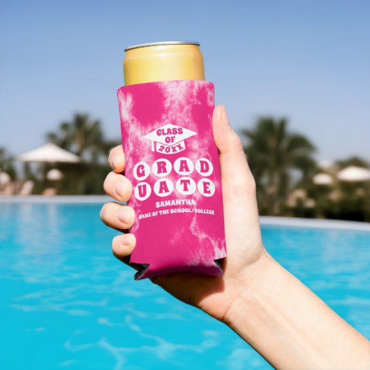 Pink Tie Dye Graduation Party Seltzer Blikjeskoeler (Insitu Zwembad)