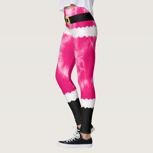 Pink Tie Dye Santa Claus Kostuum Kerstmis Leggings (Links)