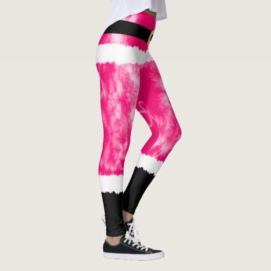 Pink Tie Dye Santa Claus Kostuum Kerstmis Leggings (Rechts)
