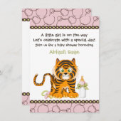 Pink Tiger Baby shower voor meisjes Kaart (Voorkant / Achterkant)