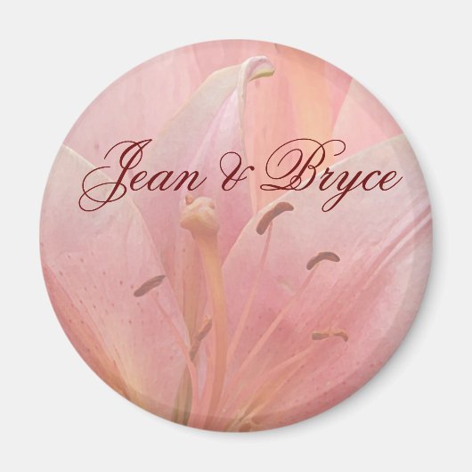 Pink Tiger Lily bruiloft magneet (Voorkant)
