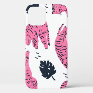 Pink Tiger Tropical: handgetekend. Case-Mate iPhone Case
