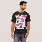 Pink Tiger Tropical: handgetekend. T-shirt (Voorkant volledig)