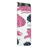 Pink Tiger Tropical:  handgetekend. Thermosbeker (Geroteerd rechts)