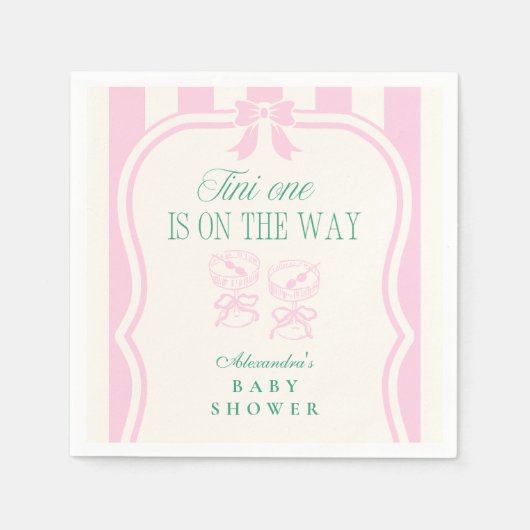 Pink Tini One is onderweg naar het Baby shower Servet (Voorkant)