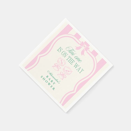 Pink Tini One is onderweg naar het Baby shower Servet (Hoek)