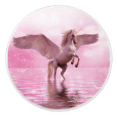 Pink Tinted Pegasus-vliegpaard op Ocean Dresser Keramische Knop (Voorkant)