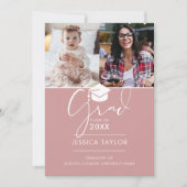 Pink toen en nu 3 foto Afstuderen aankondiging (Voorkant)