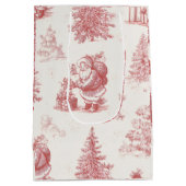Pink Toile Christmas Pattern Gift Bag Medium Cadeauzakje (Achterkant)