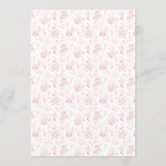 Pink Toile de Jouy Wedding Menu (Achterkant)