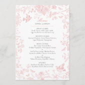 Pink Toile de Jouy Wedding Menu (Voorkant)