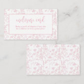 Pink Toile De Joy Chinoiserie Informatiekaartje (Voorkant / Achterkant)