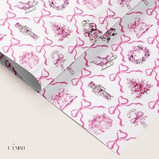 Pink Toile Nutcracker Wrapping Paper Christmas Cadeaupapier