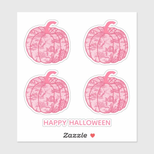 Pink Toile Pumpkins Sticker (Vel)
