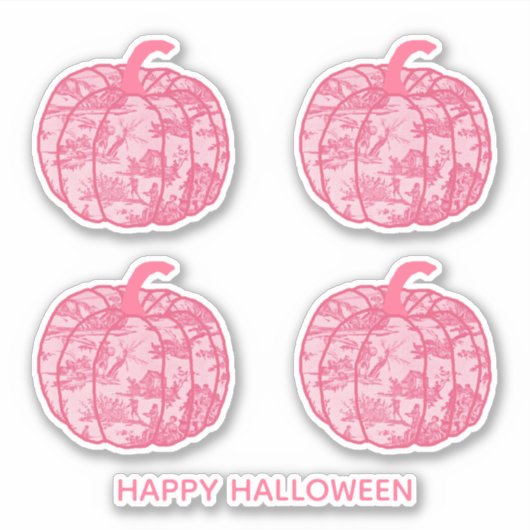 Pink Toile Pumpkins Sticker (Voorkant)