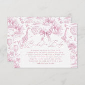 Pink Toile Safari Animal Books For Baby Informatiekaartje (Voorkant / Achterkant)